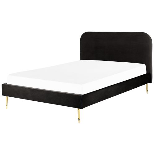 Beliani Bed Velvet FLAYAT 140 x 200 cm (EU Double) Black