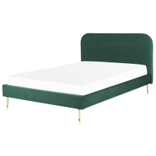 Bed Velvet FLAYAT 140 x 200 cm (EU Double) Emerald Green
