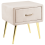 Beliani 1 Drawer Bedside Table FLAYAT Velvet Light Beige 1
