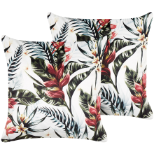 Set of 2 Decorative Cushions EDELWEISS 45 x 45 cm Velvet Multicolour Plant Pattern