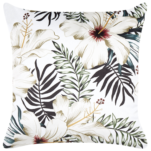 Beliani Throw Cushion OKRA 45 x 45 cm Velvet Multicolour Plant Pattern