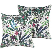 Set of 2 Decorative Cushions GASTERIA 45 x 45 cm Velvet Green Plant Pattern