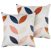 Set of 2 Decorative Cushions QUINOA 45 x 45 cm Velvet Multicolour Plant Pattern