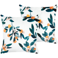 Set of 2 Decorative Cushions KNAUTIA 45 x 45 cm Velvet Multicolour Plant Pattern