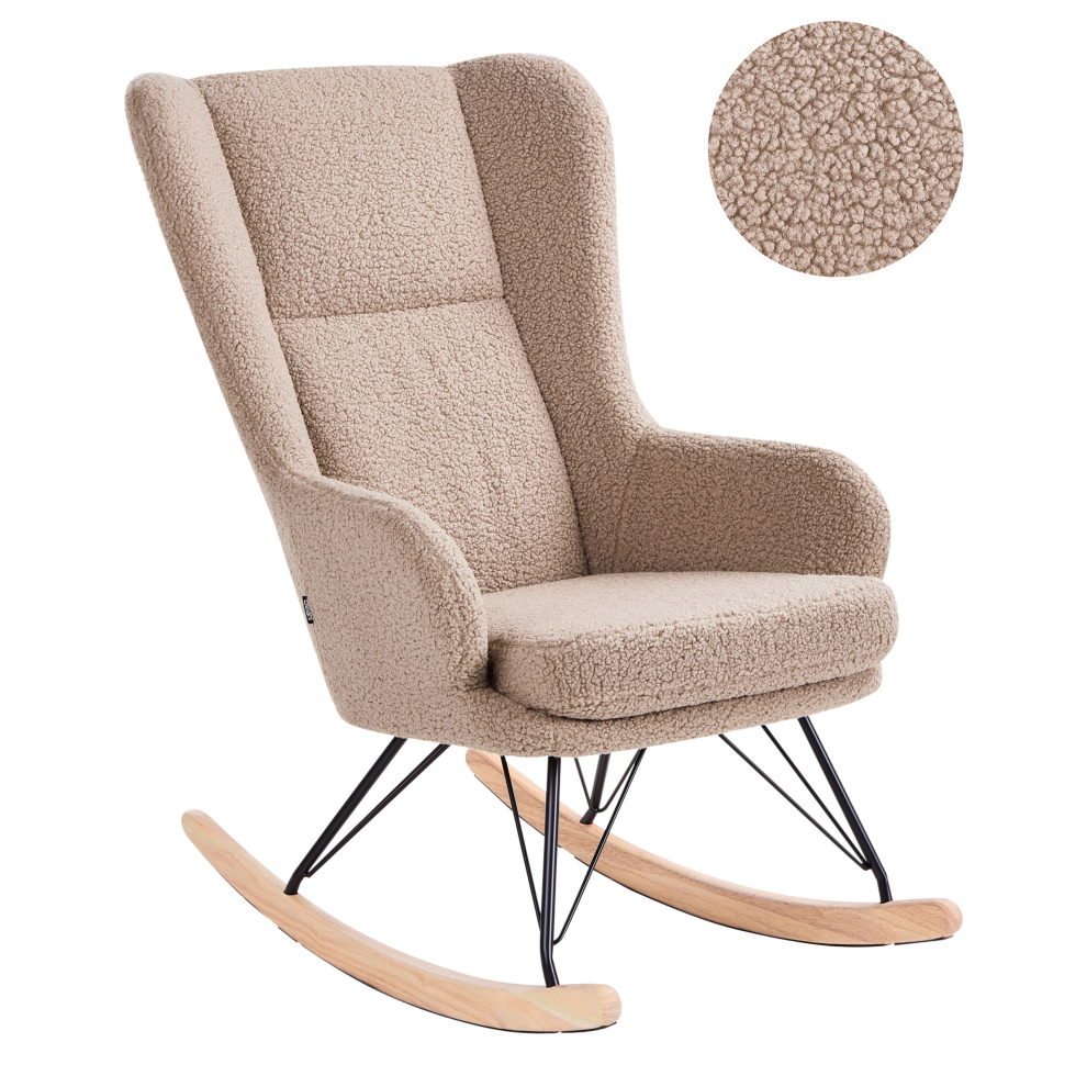 Beliani Rocking Chair Luoma Boucle Beige