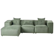 Corner Sofa 3 Seater DOLVA Chenille Dark Green Right Hand