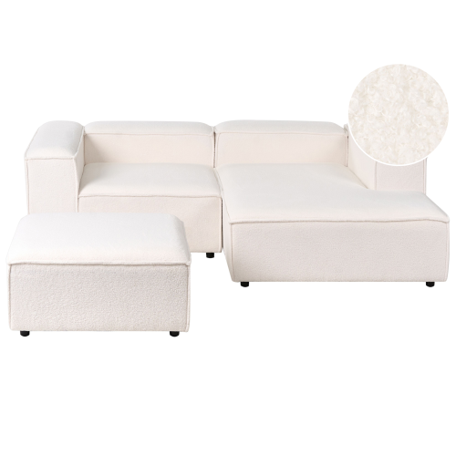 Beliani Modular Corner Sofa 2 Seater ARDAL with Ottoman Boucle Off-White Left Hand