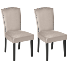 Set of 2 Dining Chairs PISECO Velvet Grey