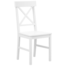 Set of 2 Dining Chairs BARLEE Poplar Wood White