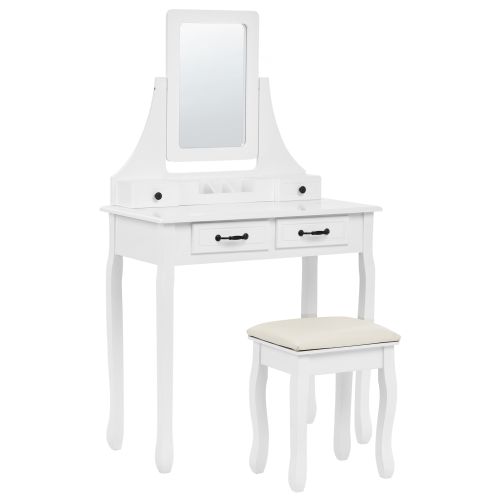 Beliani Dressing Table with Mirror and Stool RAYON White