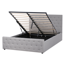 Ottoman Bed AMIENS Fabric Light Grey 140 x 200 cm (EU Double)