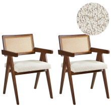 Set of 2 Dining Chairs AVA Wood Brown/ Light Beige