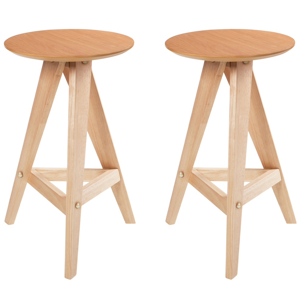 Photos - Chair Beliani Set of 2 Bar Stools AROMA Wood Light Brown 