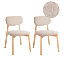 Set of 2 Dining Chairs MILLS Boucle Light Brown/ Light Beige