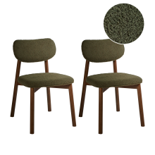 Set of 2 Dining Chairs MILLS Boucle Brown/ Green