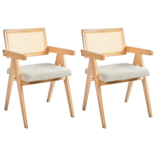 Set of 2 Dining Chairs AVA Wood Light Brown/ Beige