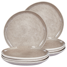 Set of 8 Dinner Plates COSTMARY Stoneware Grey