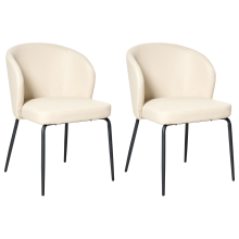 Set of 2 Dining Chairs ZANA Faux Leather Light Beige
