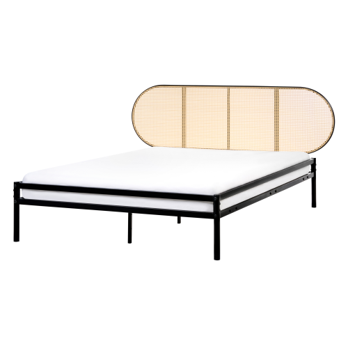 Beliani Bed PE Rattan BOULIN 140 x 200 cm (EU Double) Black