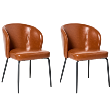 Set of 2 Dining Chairs ZANA Faux Leather Golden Brown