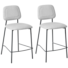 Set of 2 Bar Chairs DUETTE Faux Linen Light Grey