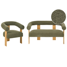 Living Room Set ILBRO Boucle Green/ Light Brown