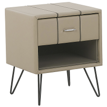 1 Drawer Bedside Table BETIN Faux Leather Beige