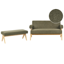 Living Room Set TAMRE Boucle Green/ Light Brown