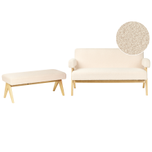 Living Room Set TAMRE Boucle Off-White/ Light Brown