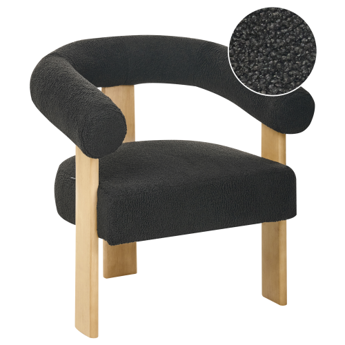 Beliani Armchair ILBRO Boucle Black/ Light Brown