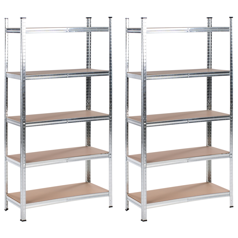 Beliani Set Of 2 Garage Shelves Xitta 90 Cm 180 Cm Metal Silver