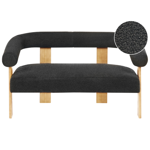 Beliani Sofa 2 Seater ILBRO Boucle Black/ Light Brown