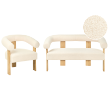 Living Room Set ILBRO Boucle Off-White/ Light Brown
