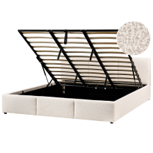 Ottoman Bed BOUSSE Boucle Off-White 180 x 200 cm (EU Super King)