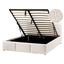 Ottoman Bed BOUSSE Boucle Off-White 140 x 200 cm (EU Double)