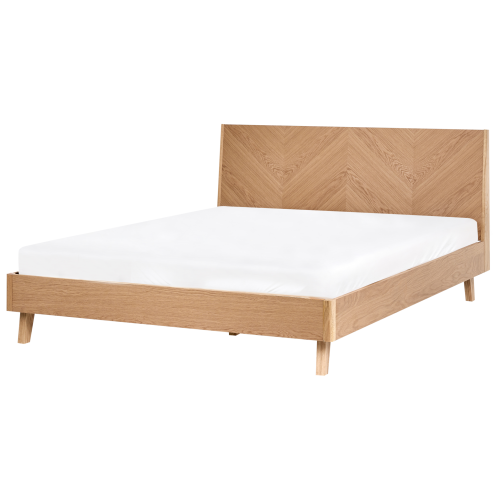 Beliani Bed WIZERNES 160 x 200 cm (EU King Size) Light Oak