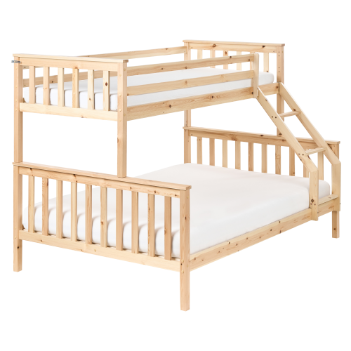 Beliani Bunk Bed Pine Wood BIERNE 90/140 x 200 cm (EU Single Over Double) Light Brown