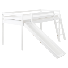 Mid Sleeper Bed Pine Wood STAPLE 90 x 200 cm (EU Single) with Slide White