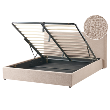 Ottoman Bed LAVAUR Boucle Taupe 160 x 200 cm (EU King Size)