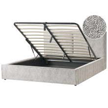 Ottoman Bed MOISSAC Velour Knit Black/ White 180 x 200 cm (EU Super King)