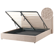 Ottoman Bed LAVAUR Boucle Taupe 180 x 200 cm (EU Super King)