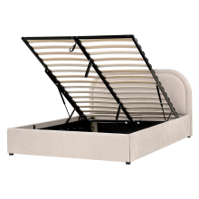 Ottoman Bed QUILLIEN Chenille Light Beige 140 x 200 cm (EU Double)