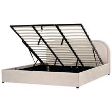 Ottoman Bed QUILLIEN Chenille Light Beige 180 x 200 cm (EU Super King)