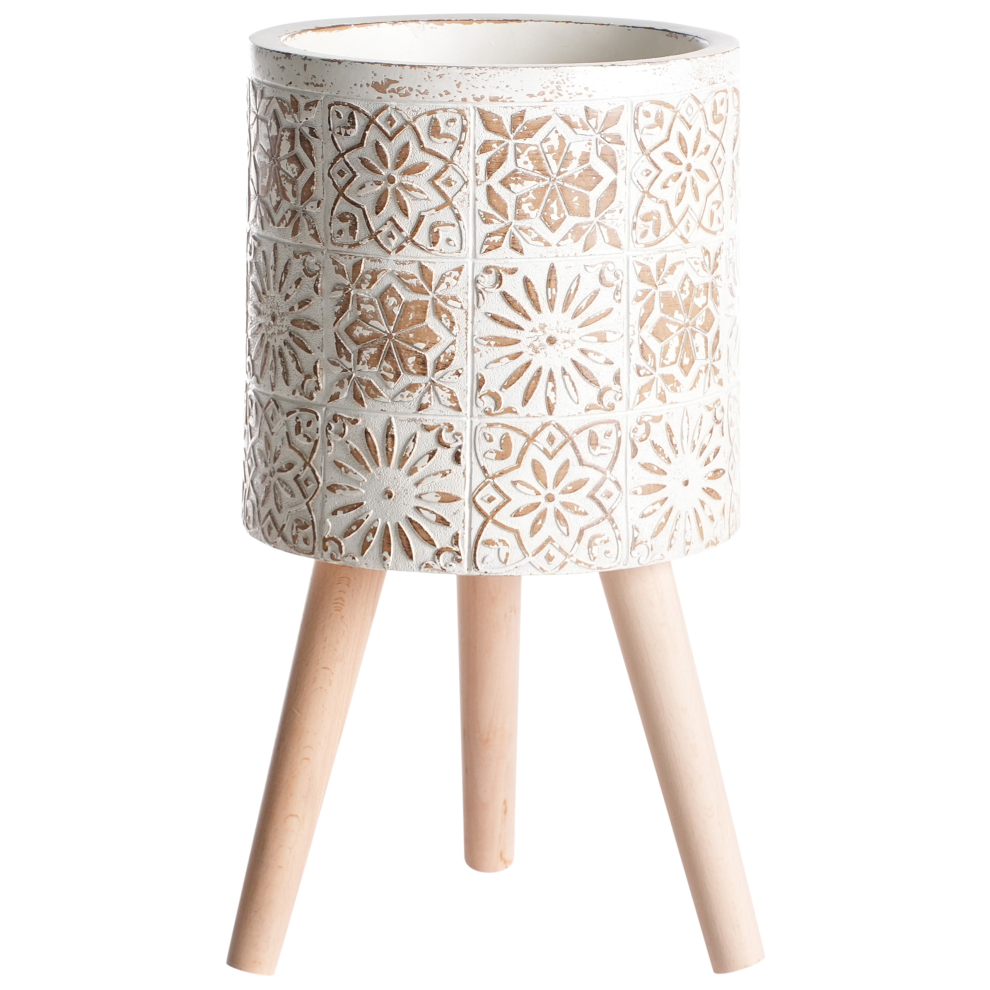 Beliani Elevated Plant Pot Karistos 36 Cm Off-White