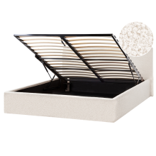 Ottoman Bed ORBEY Boucle Off-White 160 x 200 cm (EU King Size)