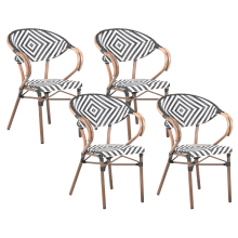 Set of 4 Garden Chairs CASPRI PE Rattan Black/ White