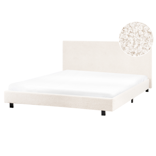 Beliani Bed Boucle ALBI 160 x 200 cm (EU King) Off-White