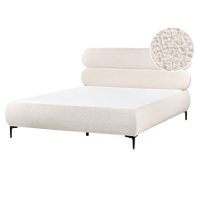 Bed Boucle LESSAY 160 x 200 cm (EU King Size) Off-White