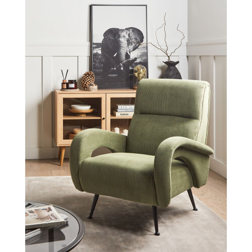 Beliani Armchair SVALOV Corduroy Green 1