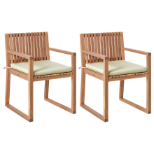 Set of 2 Garden Chairs with Cushions SASSARI PREMIUM Certified Acacia Wood Light Green